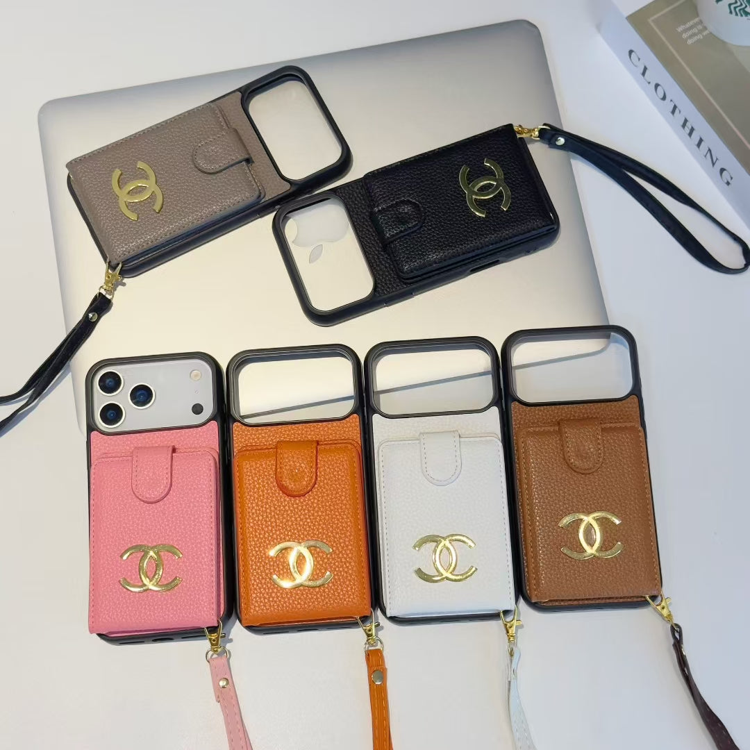 Luxury CC Wallet Phone Case with Strap & Card Holder