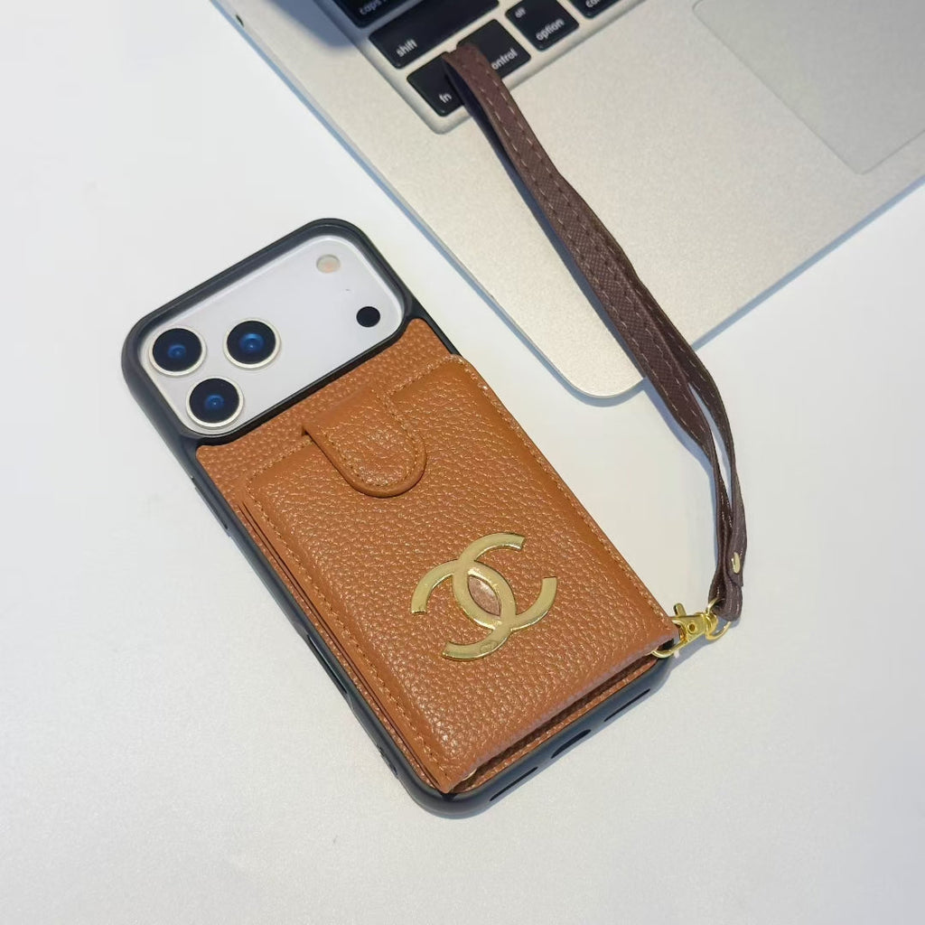 Luxury CC Wallet Phone Case with Strap & Card Holder