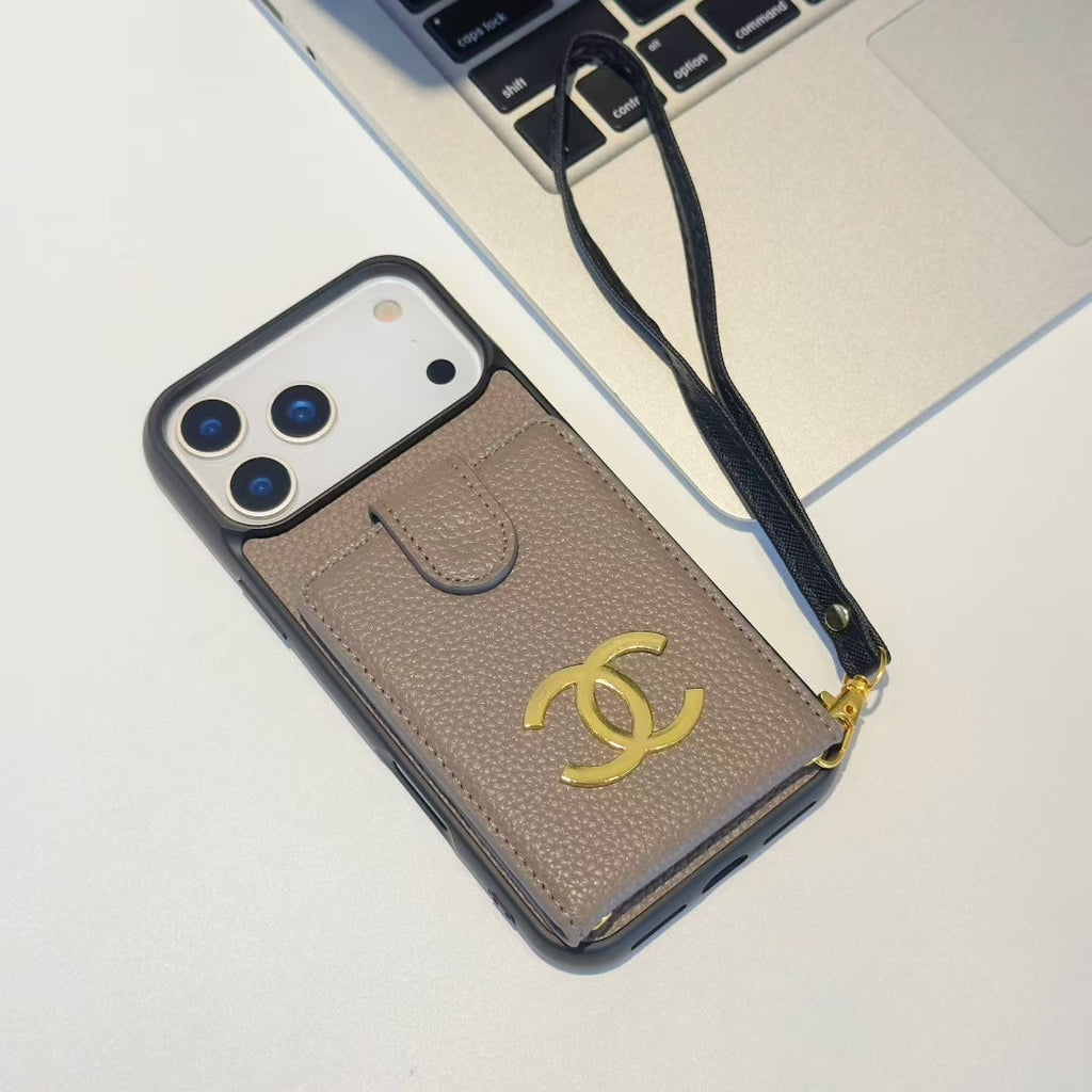 Luxury CC Wallet Phone Case with Strap & Card Holder