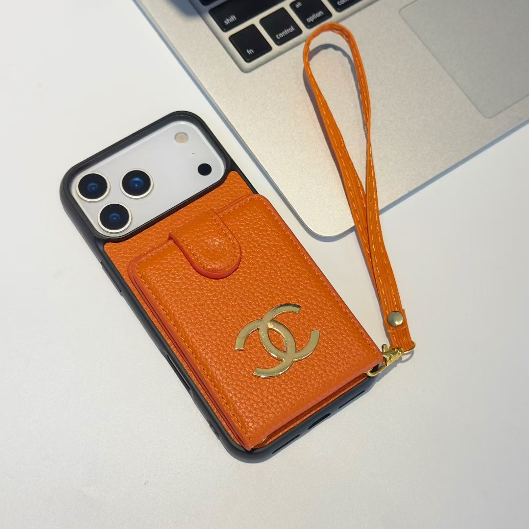 Luxury CC Wallet Phone Case with Strap & Card Holder