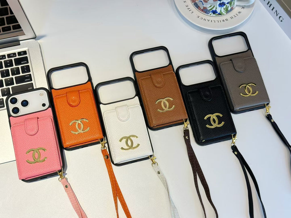 Luxury CC Wallet Phone Case with Strap & Card Holder