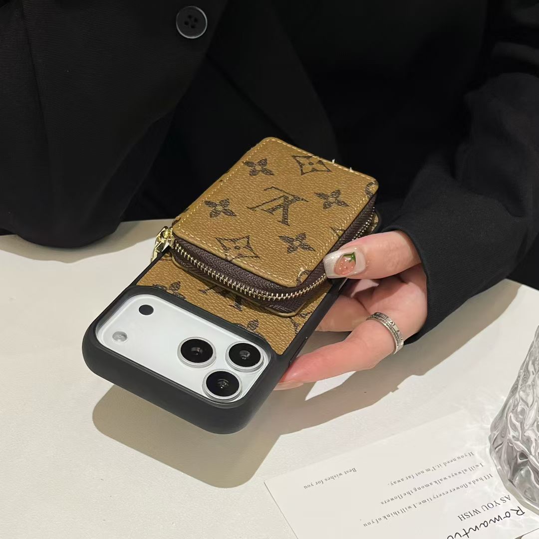 Louis Vuitton-Inspired Wallet Case for iPhone 13 to 17| LV Card Holder