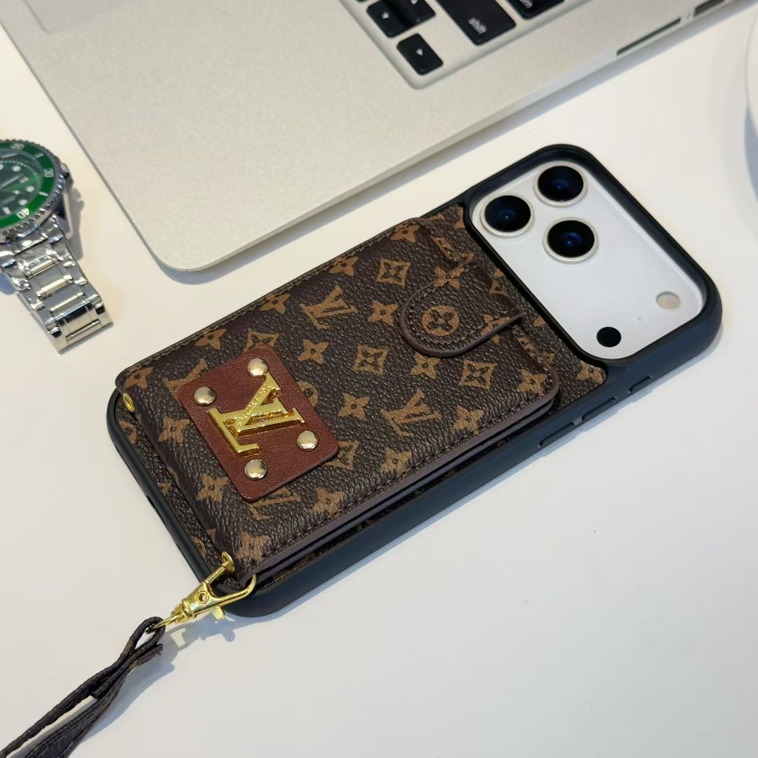 Coach & LV iPhone Case With Card Holder 14 to 17 series