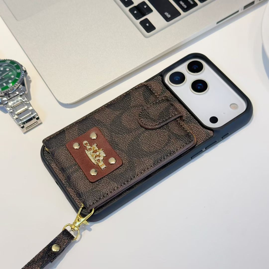 Coach & LV iPhone Case With Card Holder 14 to 17 series