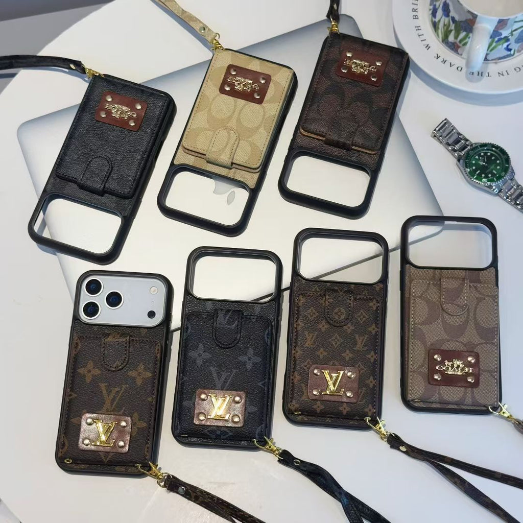 Coach & LV iPhone Case With Card Holder 14 to 17 series
