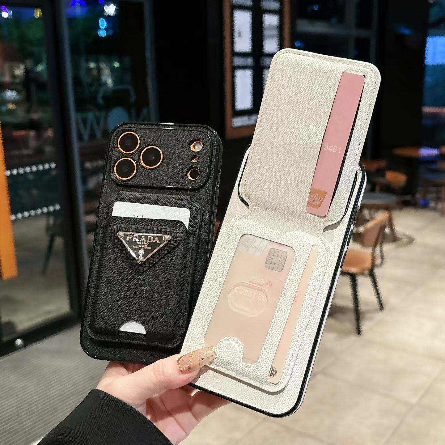 Premium Fashion iPhone Case with Prada-Style Logo Design