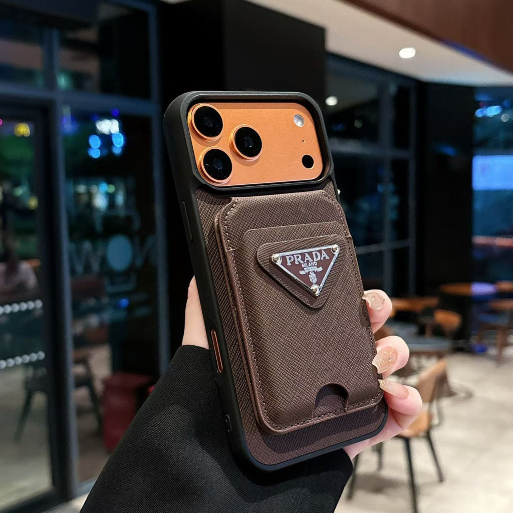 Premium Fashion iPhone Case with Prada-Style Logo Design