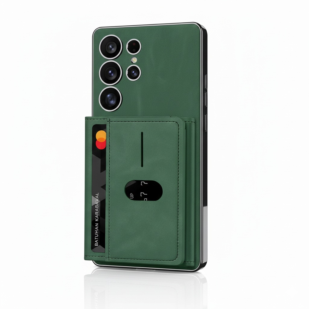 Luxury PU Vegan Leather Electroplated Frame Case for Samsung S25 Ultra – With Card Pocket