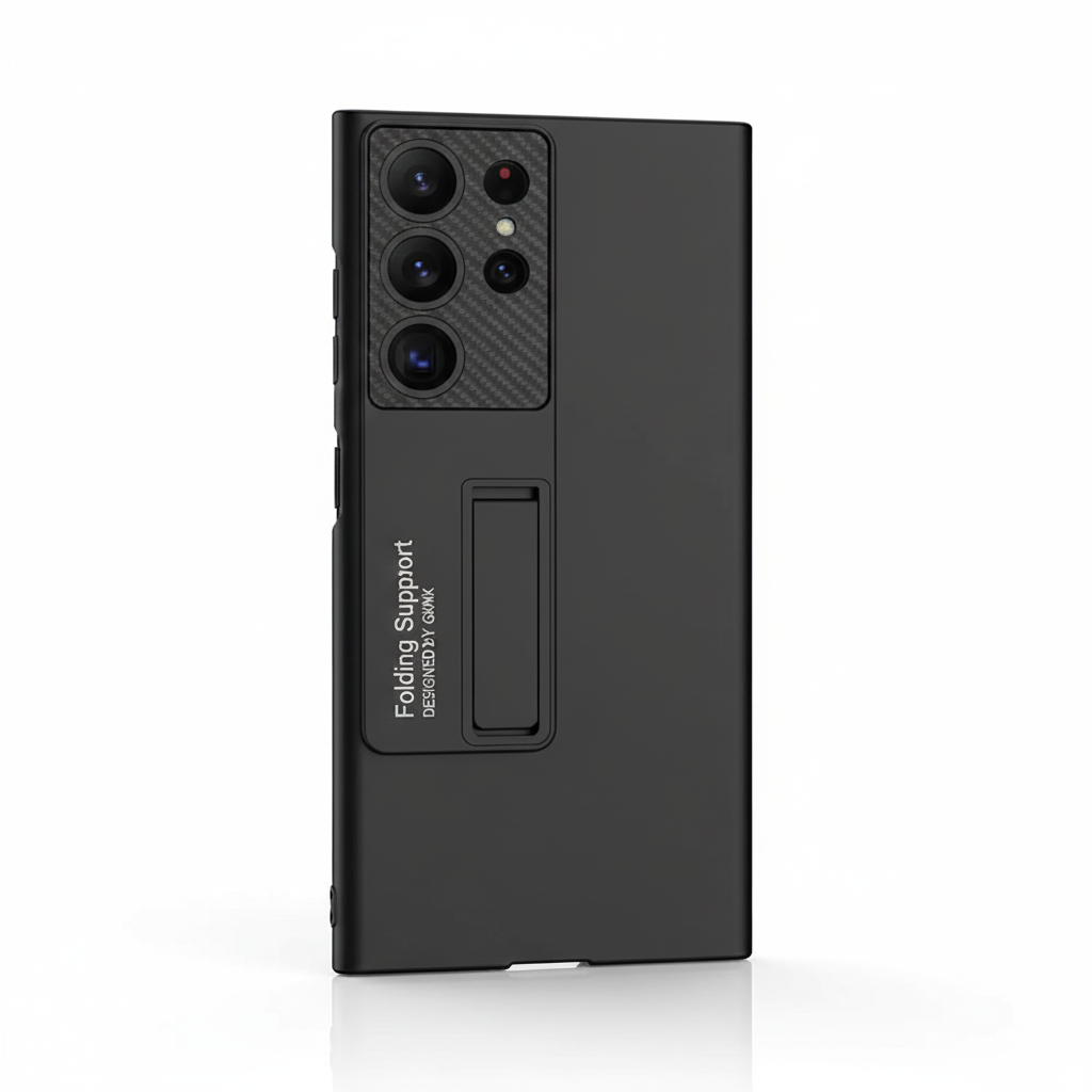 Luxury Thin Stand Case for Samsung S25/S24/S23 Ultra – Matte Shockproof Cover with Holder