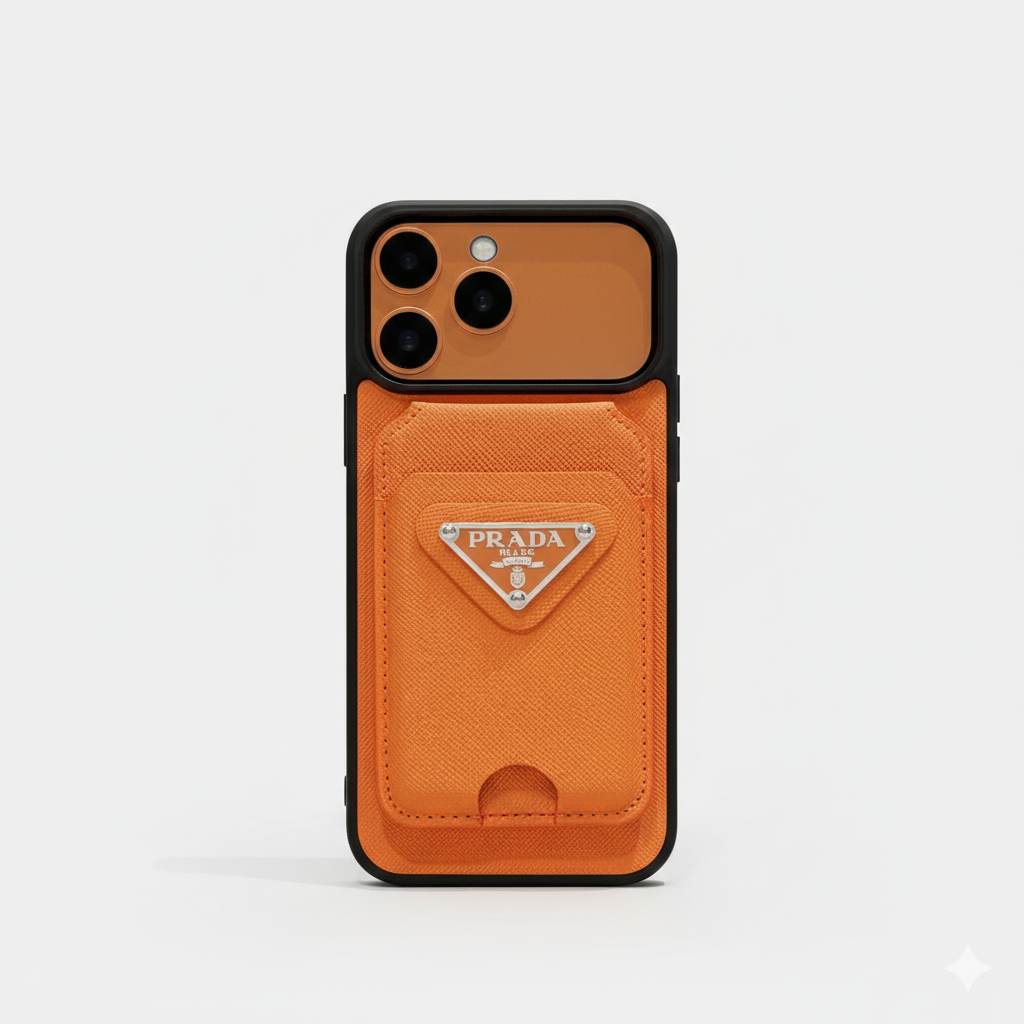 Premium Fashion iPhone Case with Prada-Style Logo Design