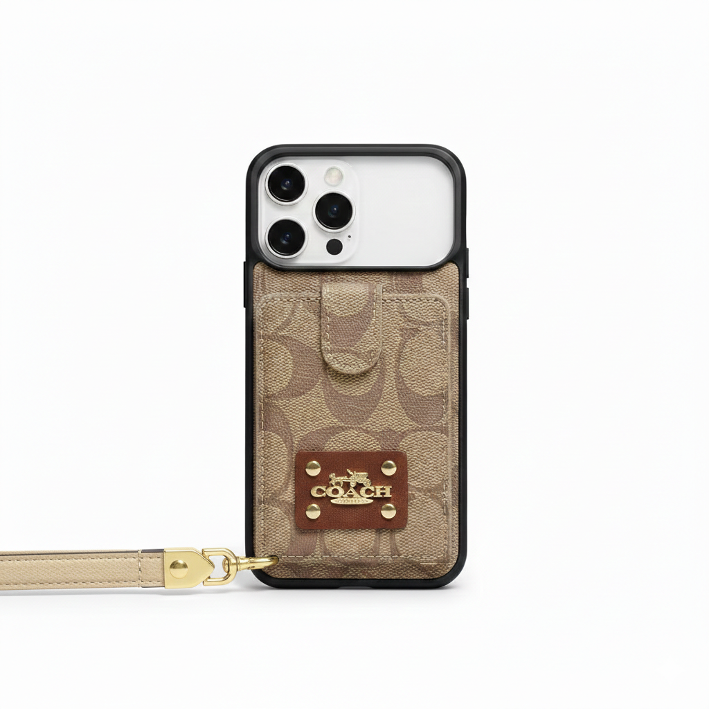Coach & LV iPhone Case With Card Holder 14 to 17 series