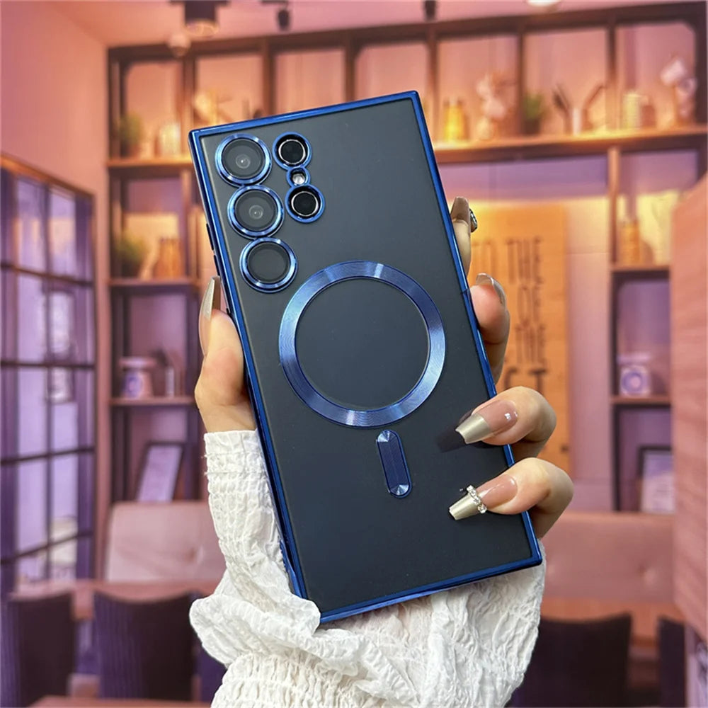 Magnetic Magsafe Metal Case For Samsung Galaxy S25 S24 S23 S22 S21 Series