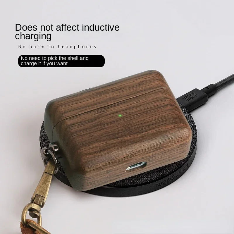Wooden AirPods Case with Leather Strap