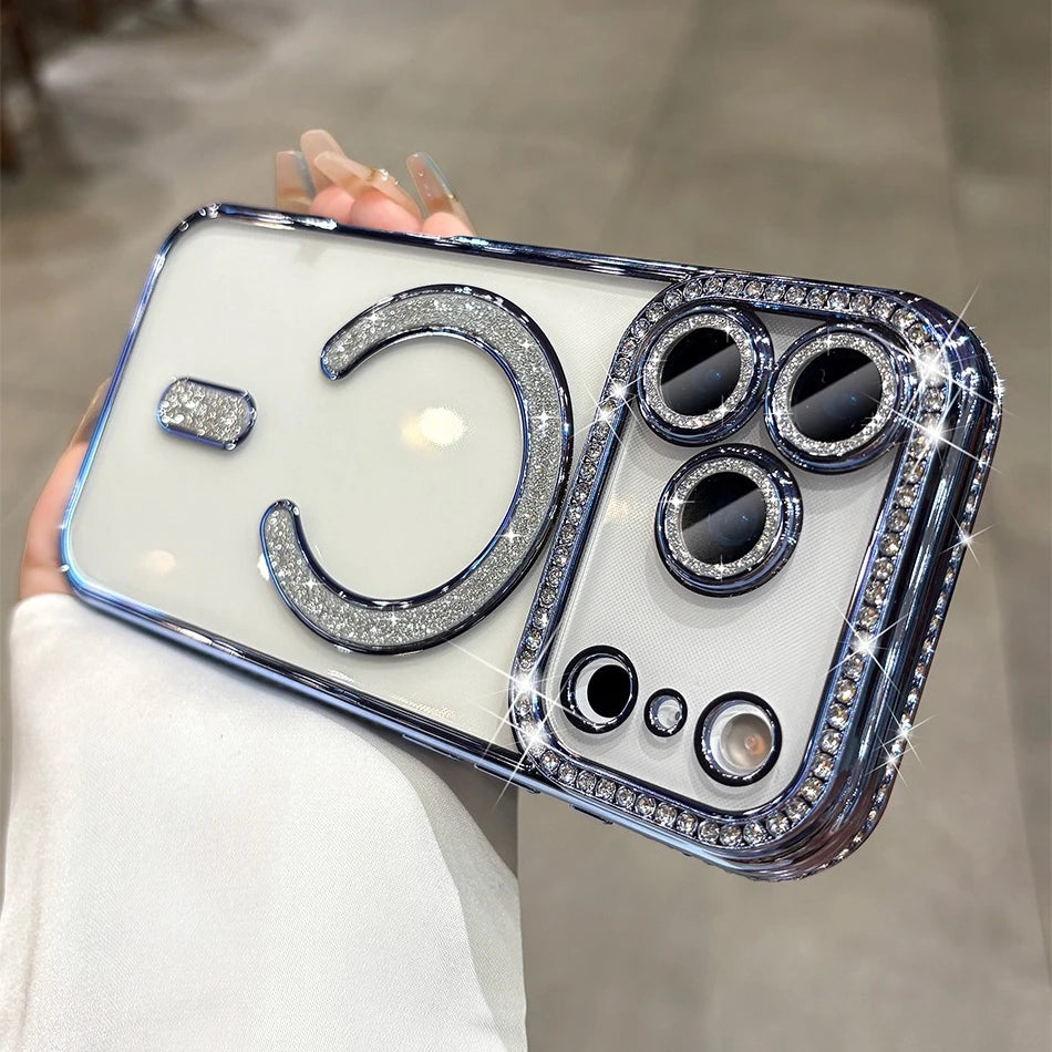 Luxury Bling Diamond Case with Lens Film for iPhone 17 / 16 / 15 / 14 / 13 / 12 / 11 Pro Max