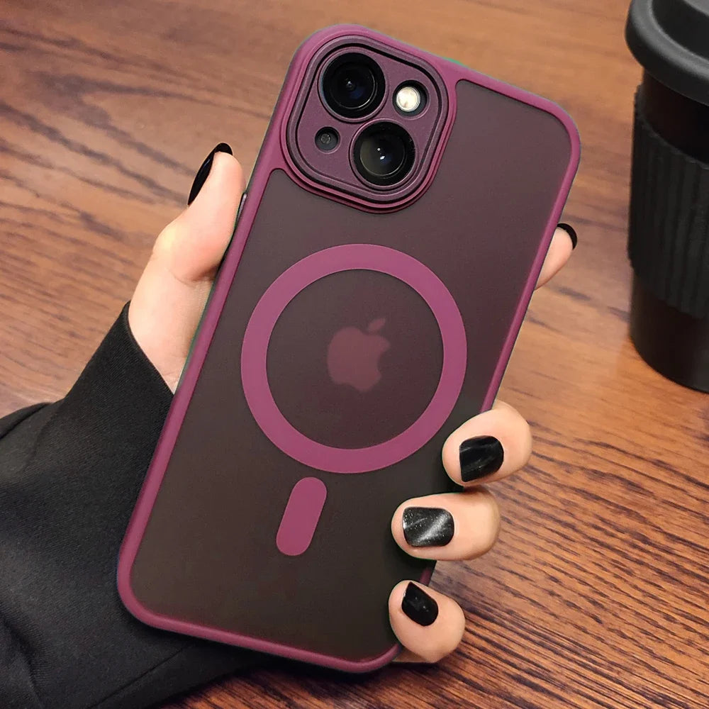 Matte Translucent Magnetic Magsafe Case for iPhone 11 / 12 / 13 / 14 / 15 / 16 / 17 Pro Max / Plus / Air