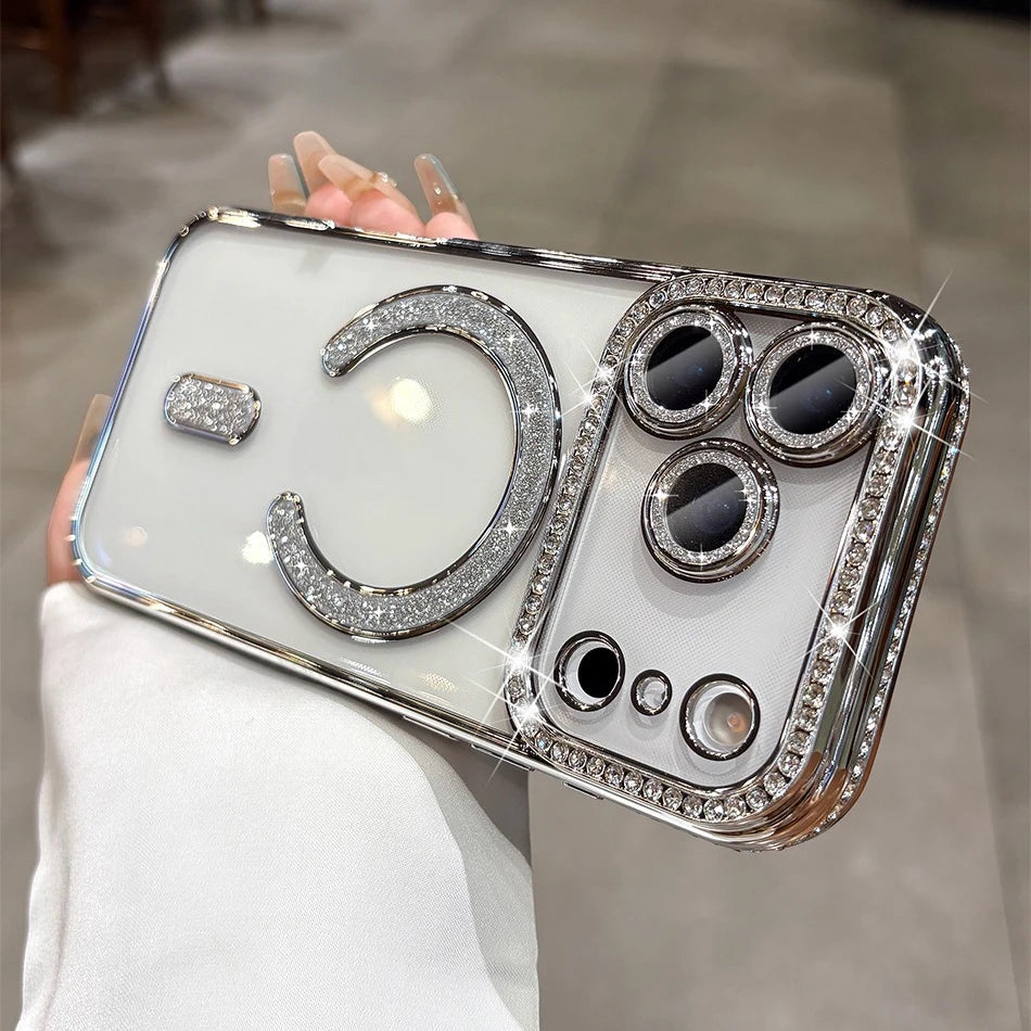 Luxury Bling Diamond Case with Lens Film for iPhone 17 / 16 / 15 / 14 / 13 / 12 / 11 Pro Max