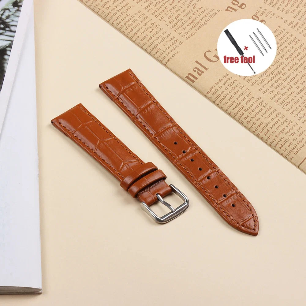 Crocodile Pattern Leather Watch Strap
