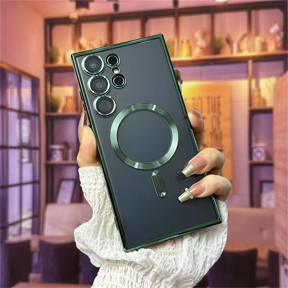 Magnetic Magsafe Metal Case For Samsung Galaxy S25 S24 S23 S22 S21 Series