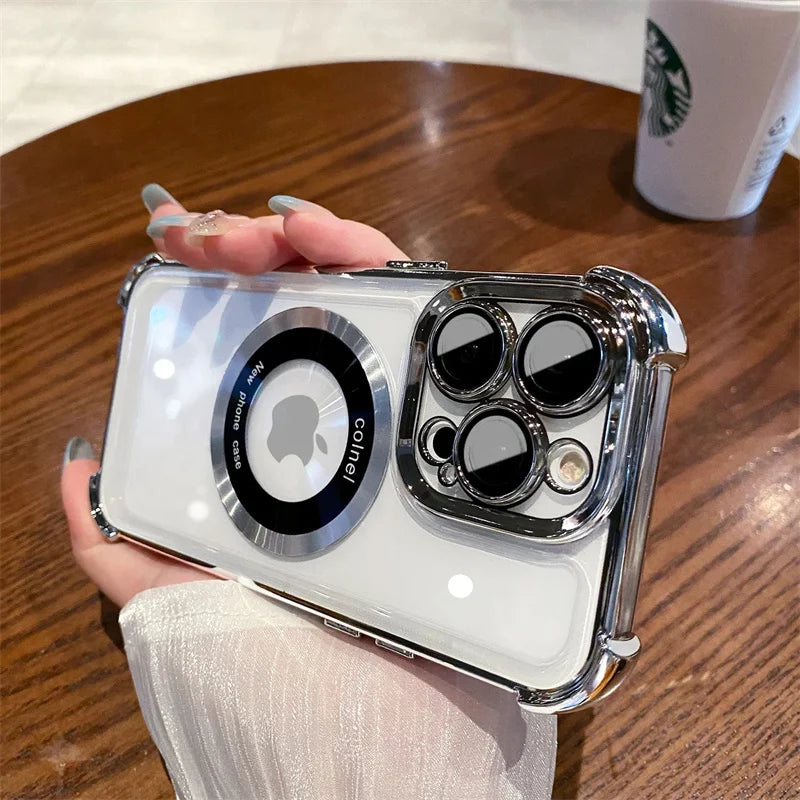 Magsafe Transparent Shockproof Armor Case for iPhone 17 / 16 / 15 / 14 / 13 / 12 / 11 Pro Max / 17 Air