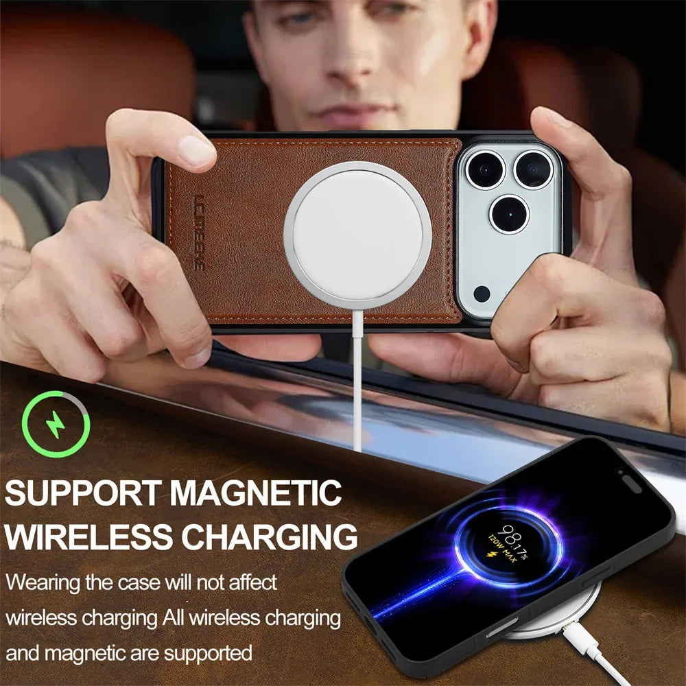 Detachable Card Magnetic Leather Phone Case for IPhone 17 Air 16E 16 15 14 11 Pro Max 13 12 Mini XS XR X 7 8 Plus Slot Wallet