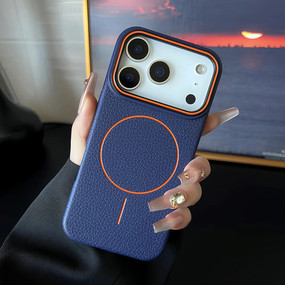 Leather Texture Magsafe Case for iPhone 13 / 14 / 15 / 16 / 17