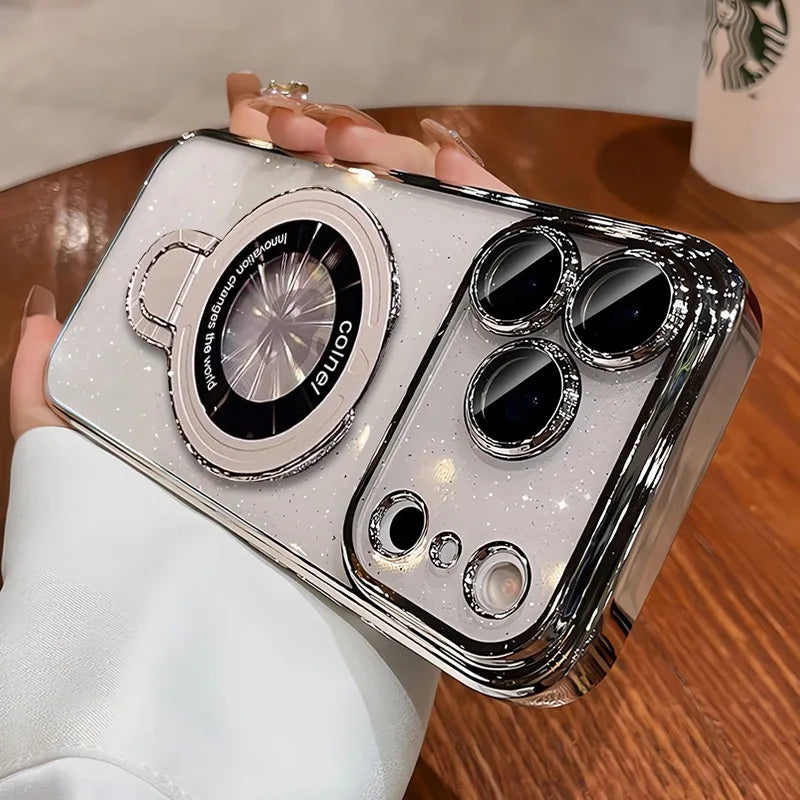 Glitter Magnetic Stand Magsafe Case for iPhone 13 / 14 / 15 / 16 / 17