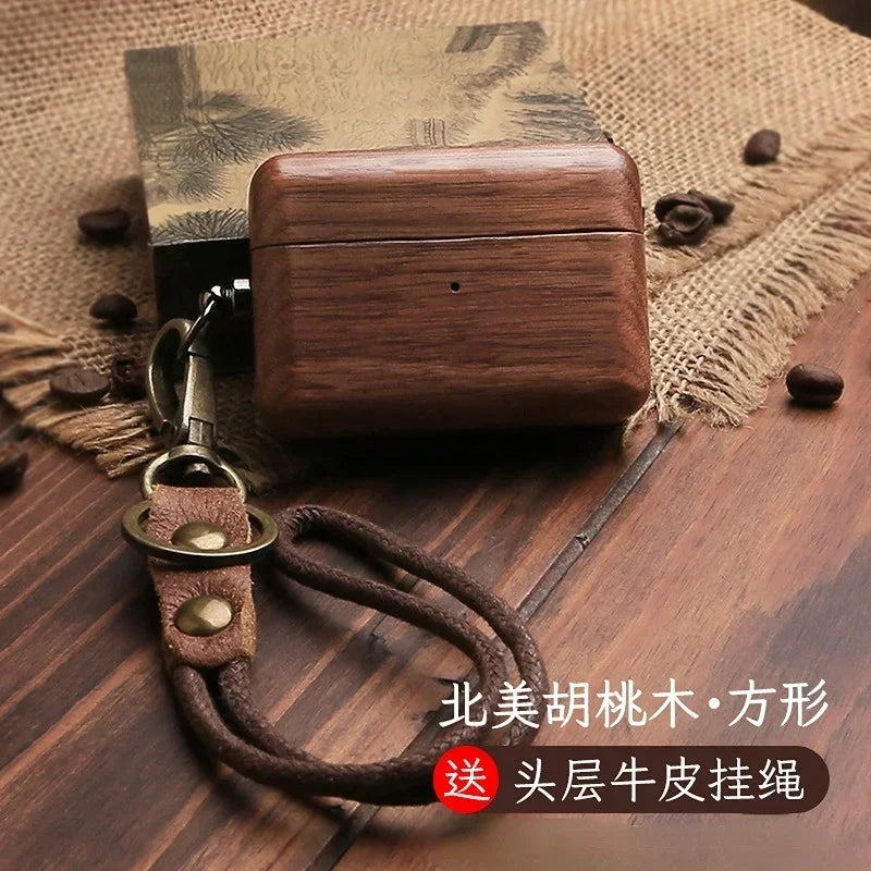 Wooden AirPods Case with Leather Strap