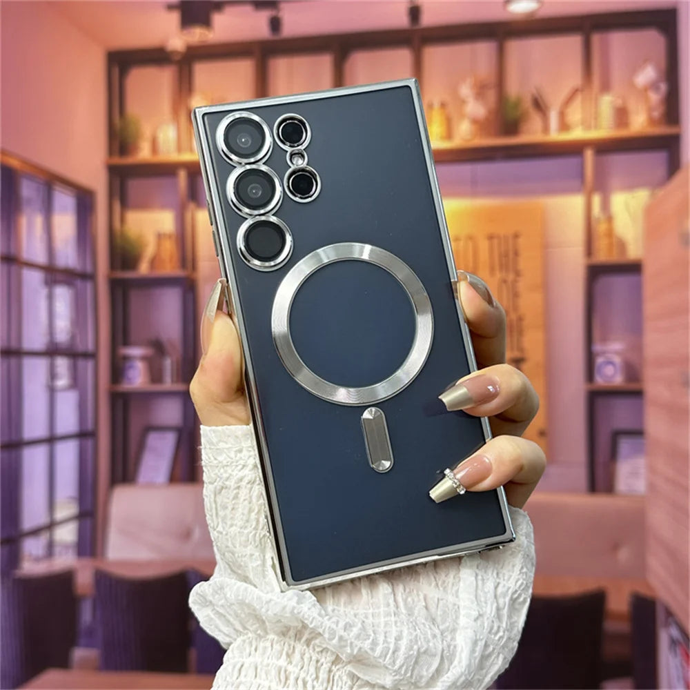 Magnetic Magsafe Metal Case For Samsung Galaxy S25 S24 S23 S22 S21 Series