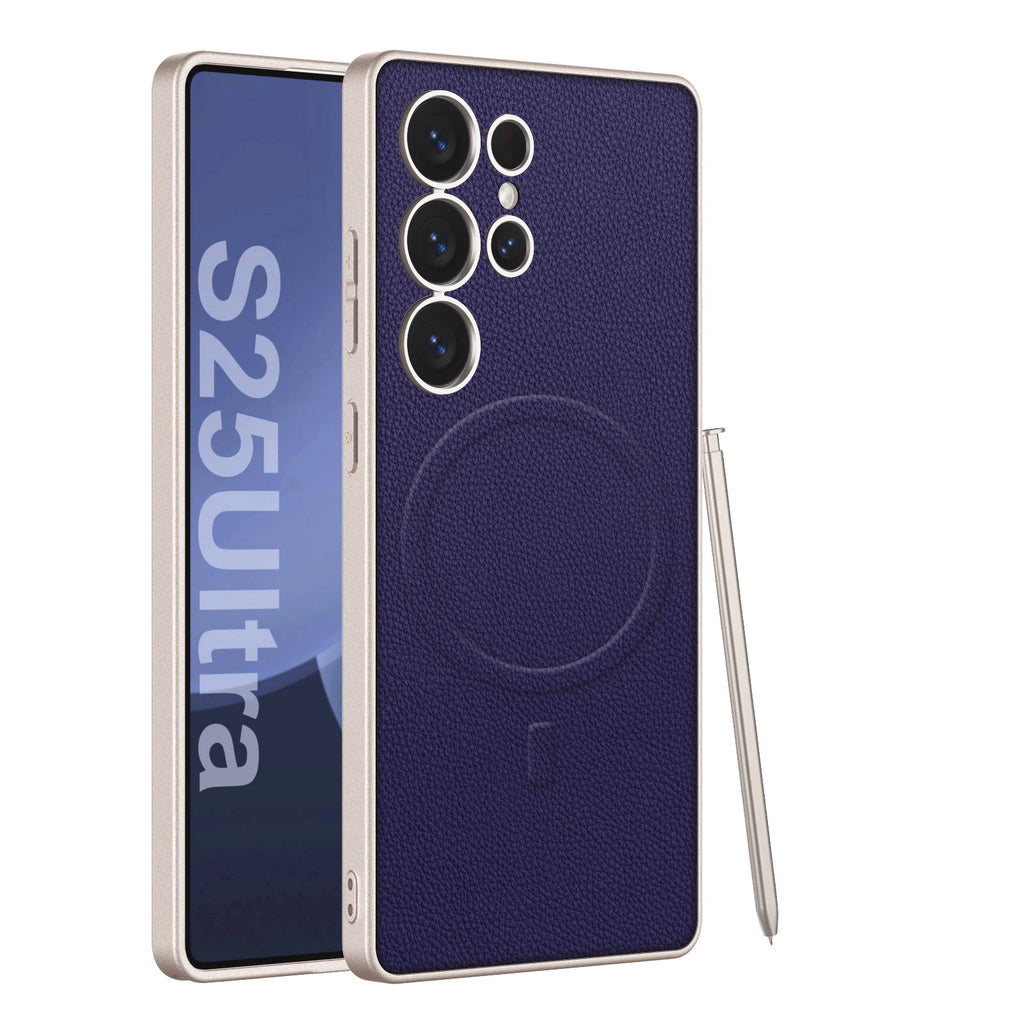 Metallic Matte MagSafe Leather Case for Samsung Galaxy S25/S24 Ultra