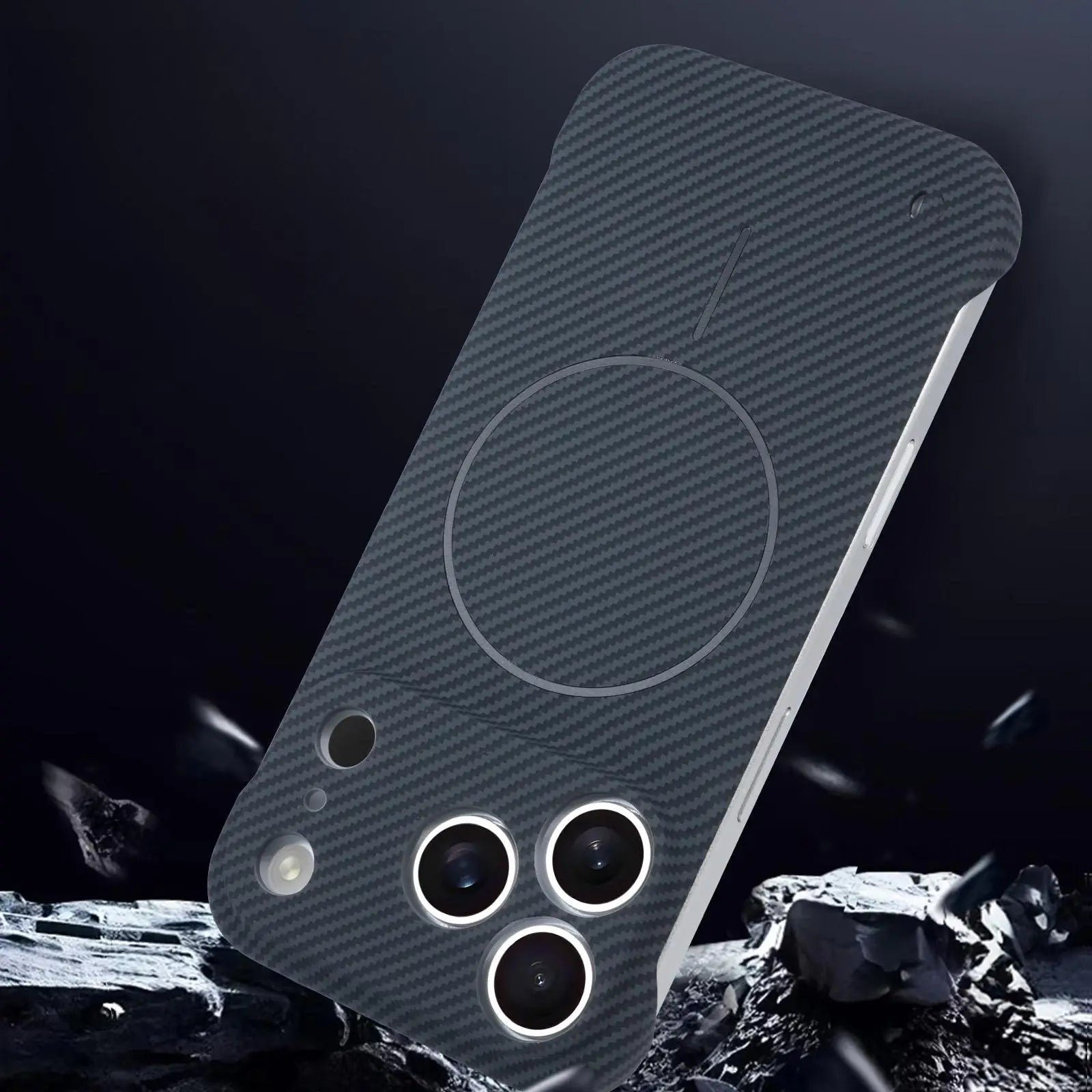 Carbon Fiber Texture Frameless Magsafe Case for iPhone 17 / 16 / 15 / 14 / 13 / 12 Plus / Pro Max