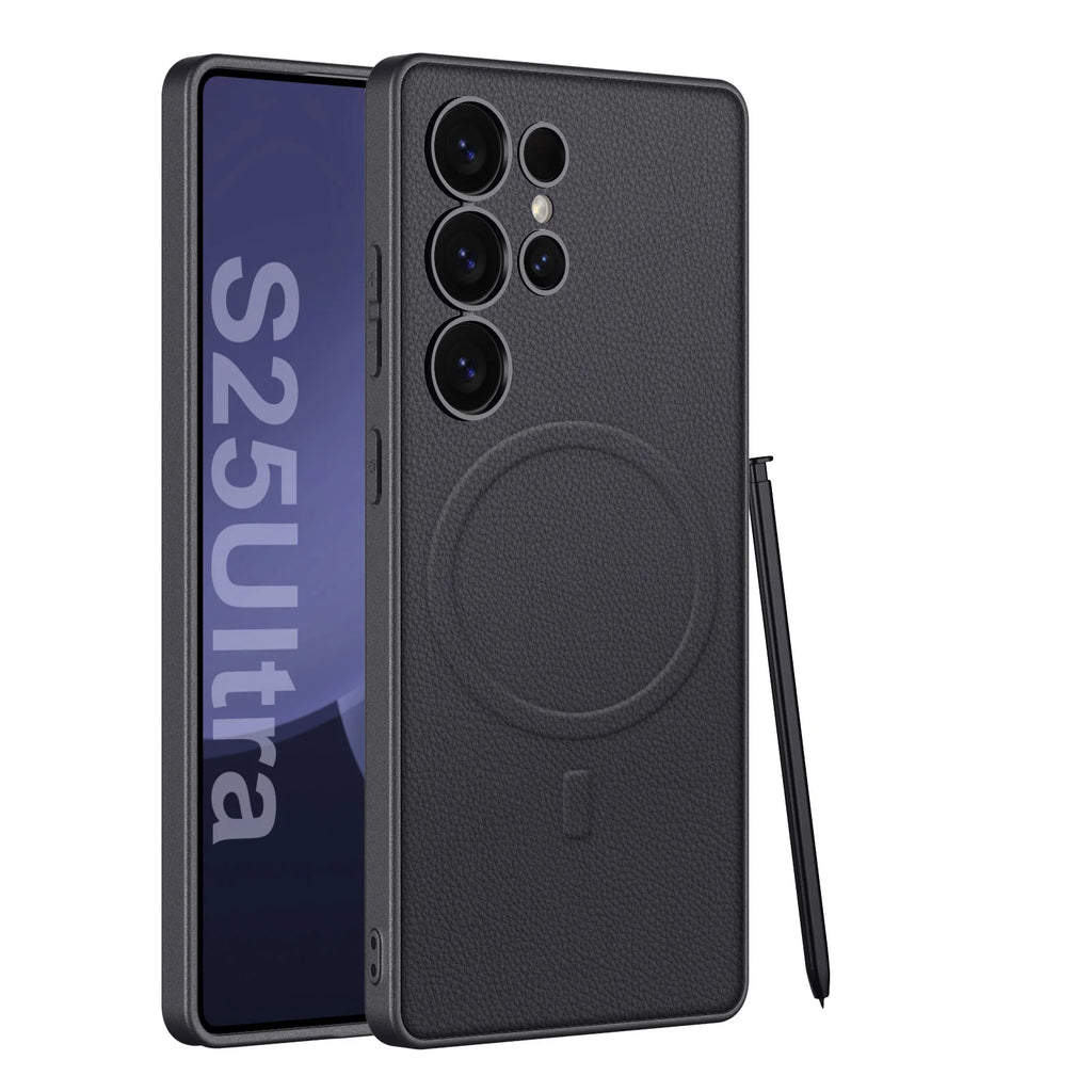 Metallic Matte MagSafe Leather Case for Samsung Galaxy S25/S24 Ultra