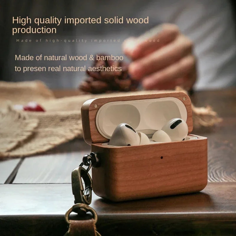 Wooden AirPods Case with Leather Strap
