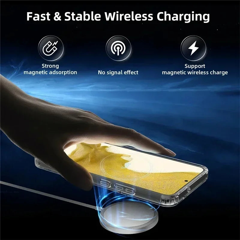 MagSafe Wireless Charging Shockproof Clear Case for Samsung S21–S25 Series