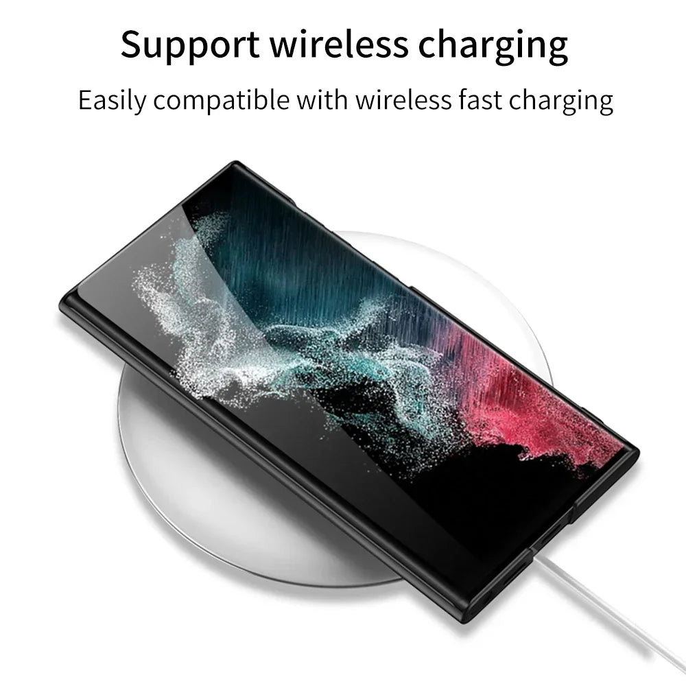 Luxury Thin Stand Case for Samsung S25/S24/S23 Ultra – Matte Shockproof Cover with Holder