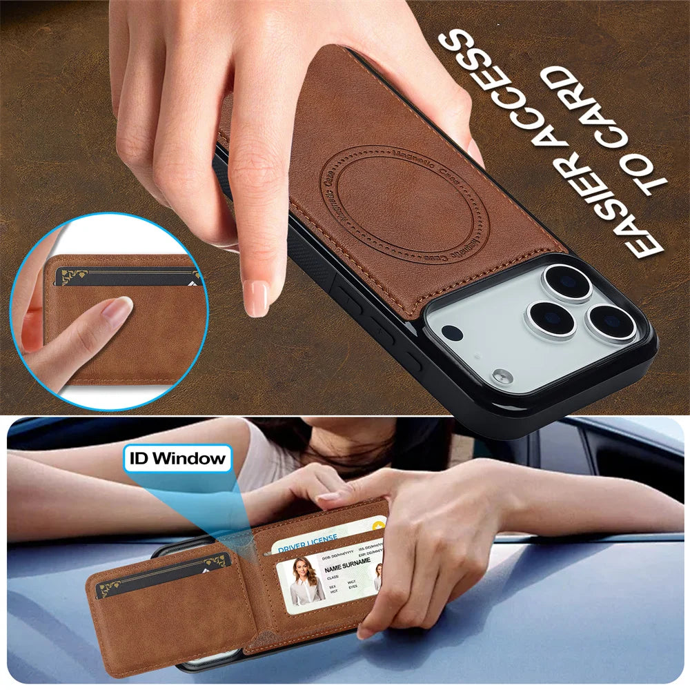 Detachable Card Magnetic Leather Phone Case for IPhone 17 Air 16E 16 15 14 11 Pro Max 13 12 Mini XS XR X 7 8 Plus Slot Wallet