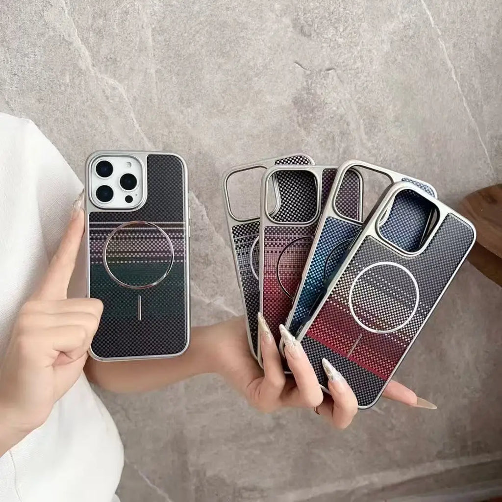 Carbon Fiber Magnetic cozy Case for iPhone 14–17 Series