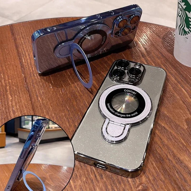 Glitter Magnetic Stand Magsafe Case for iPhone 13 / 14 / 15 / 16 / 17