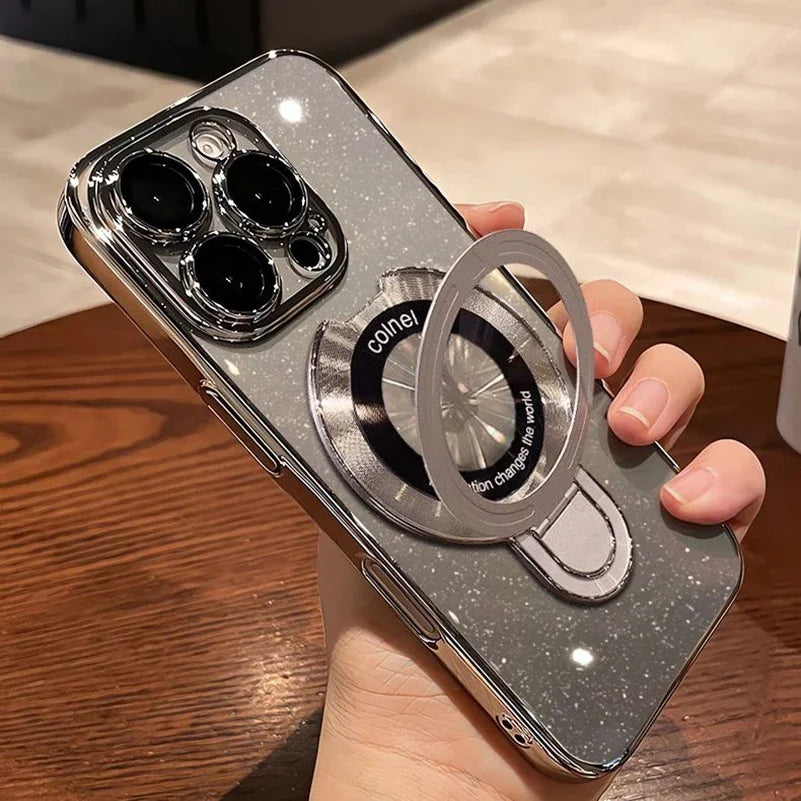 Glitter Magnetic Stand Magsafe Case for iPhone 13 / 14 / 15 / 16 / 17