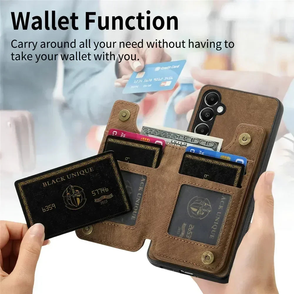 Zipper Wallet Leather Case for Samsung Galaxy A17/A54/A34/A36/A06/A16/A56 – Card Holder Flip Cover