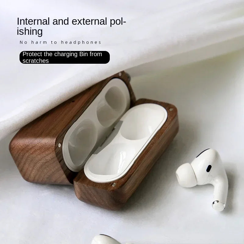 Wooden AirPods Case with Leather Strap