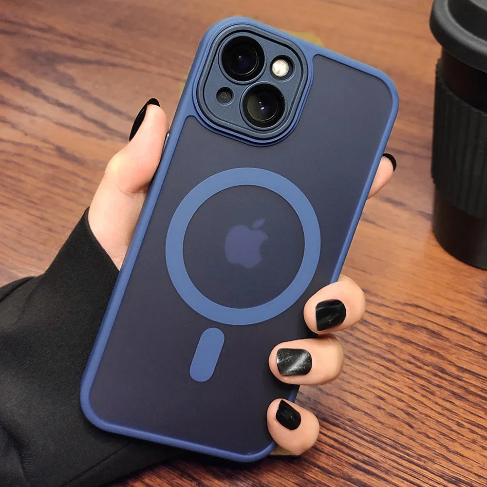 Matte Translucent Magnetic Magsafe Case for iPhone 11 / 12 / 13 / 14 / 15 / 16 / 17 Pro Max / Plus / Air