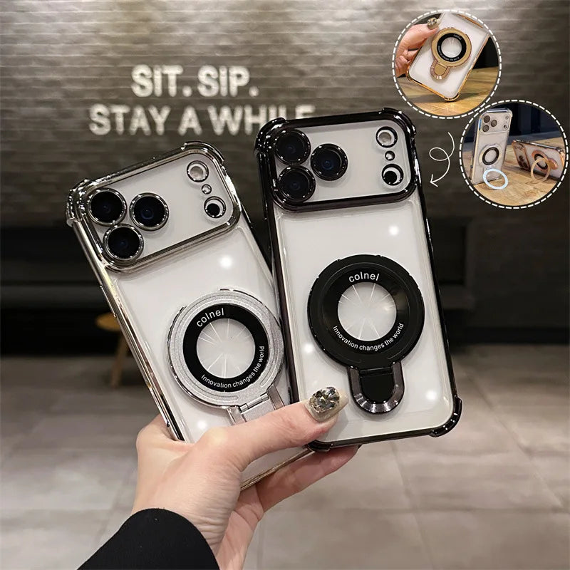 Luxury Shockproof Plating Bright Magsafe Stand Case for iPhone 17 / 17 Pro / 17 Pro Max / Air
