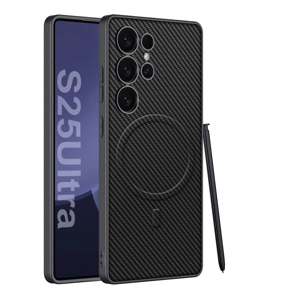 Metallic Matte MagSafe Leather Case for Samsung Galaxy S25/S24 Ultra