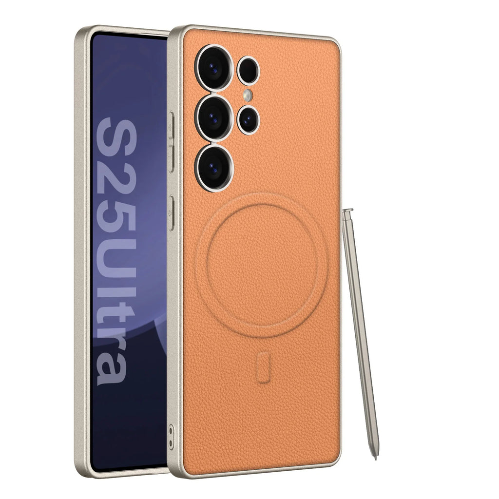 Metallic Matte MagSafe Leather Case for Samsung Galaxy S25/S24 Ultra