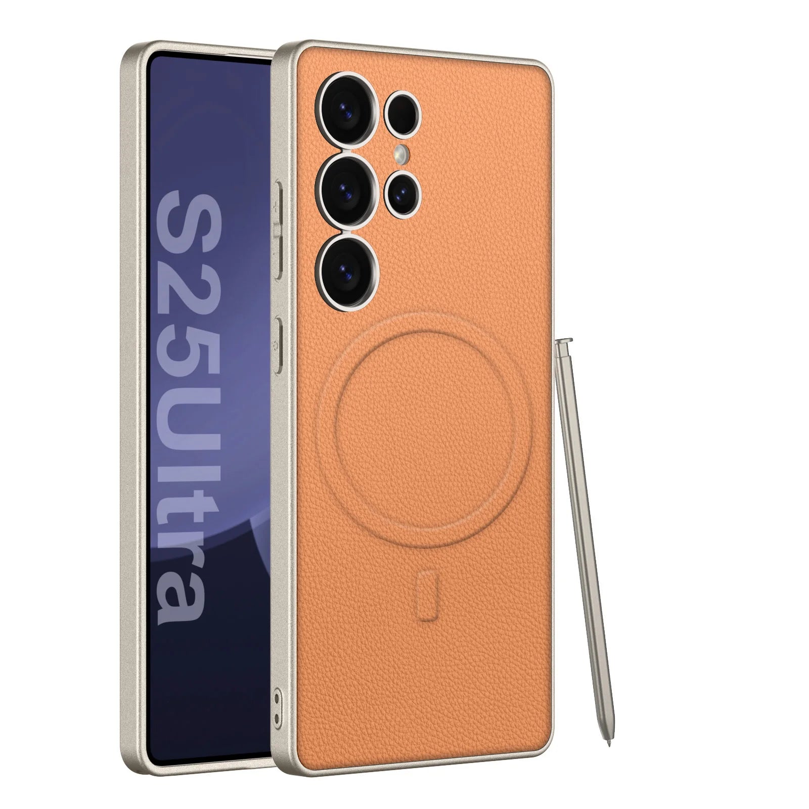 Metallic Matte MagSafe Leather Case for Samsung Galaxy S25/S24 Ultra