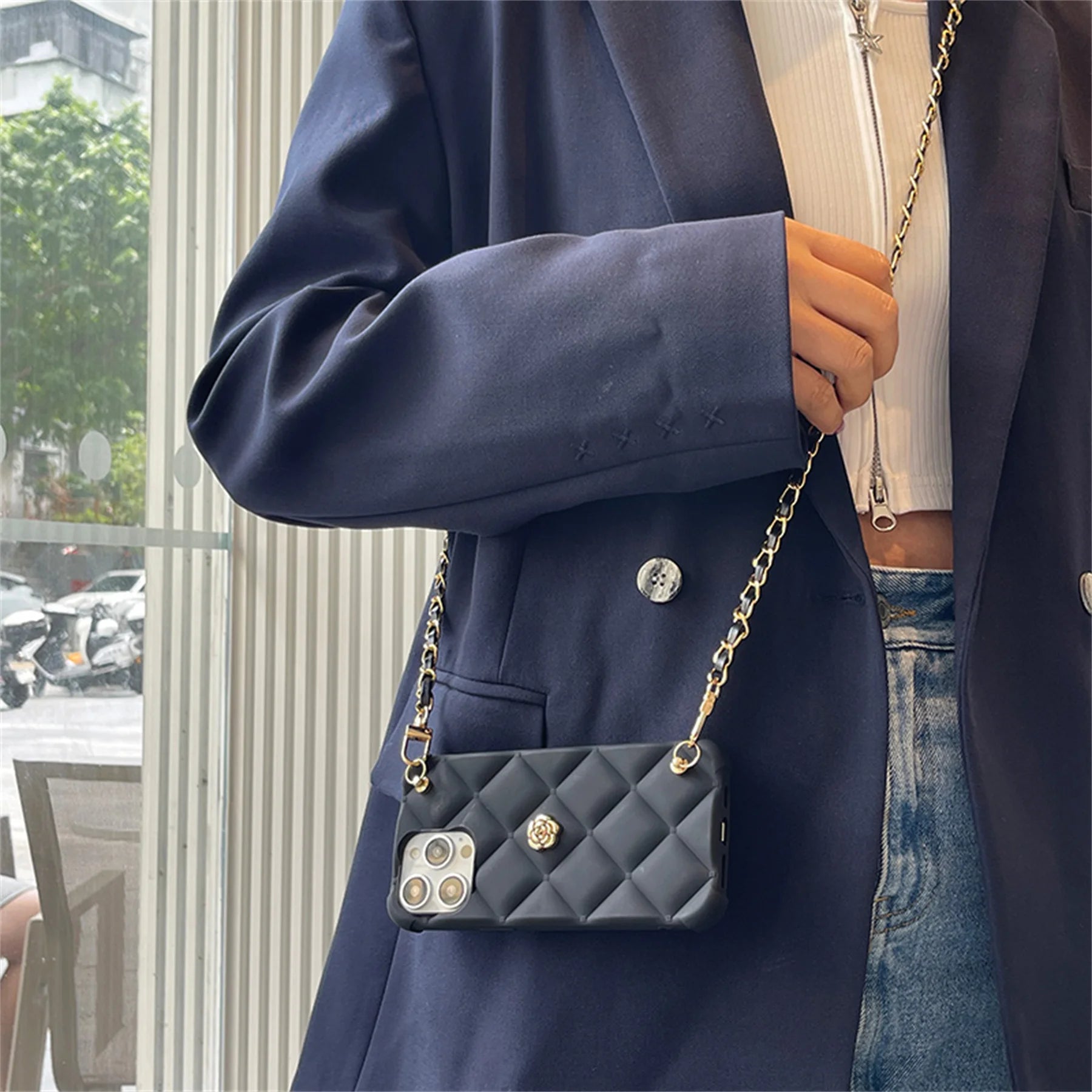 Crossbody Leather Necklace Case for iPhone