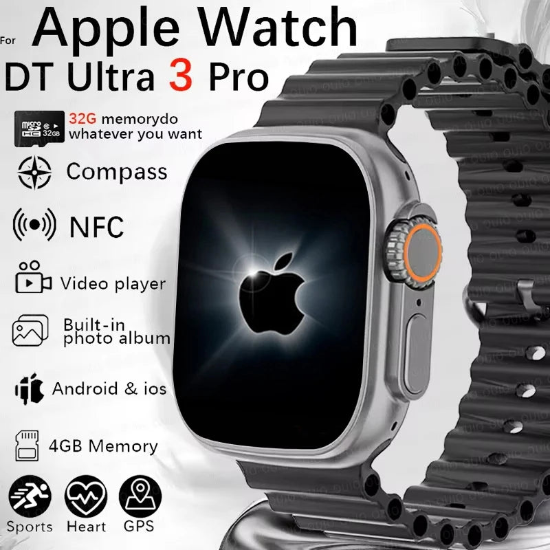 2025 New Original for Apple Watch Ultra Smart Watch Men 32G Memory MP4 Music Video 3D HD Bluetooth Call GPS Tracker smartwatches