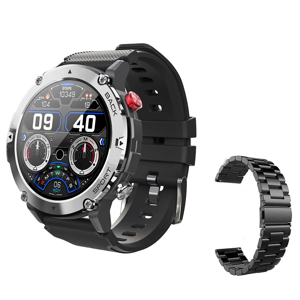 Military C21 Smart Watch Men Bluetooth Call Fitness Tracker 5ATM Waterproof Sport Wrist Smartwatch for iPhone Android Phone 2024