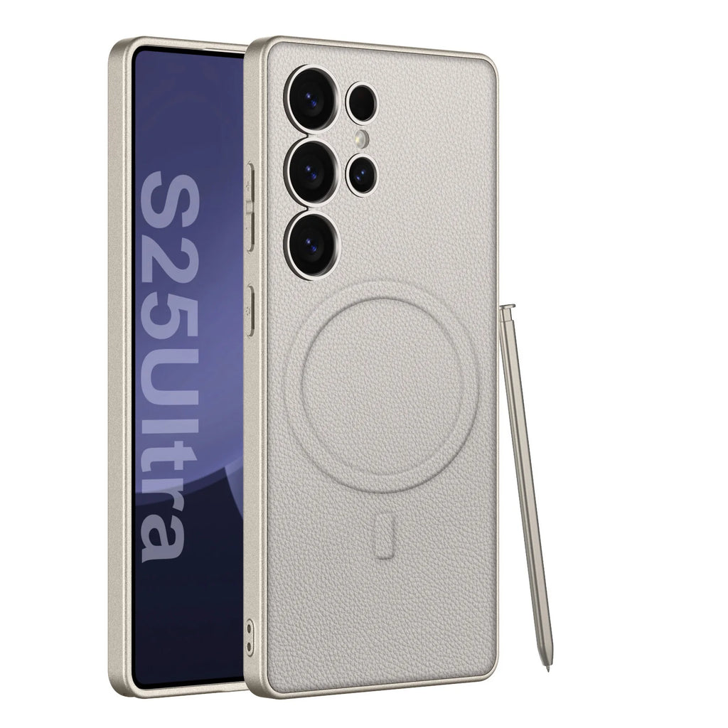 Metallic Matte MagSafe Leather Case for Samsung Galaxy S25/S24 Ultra