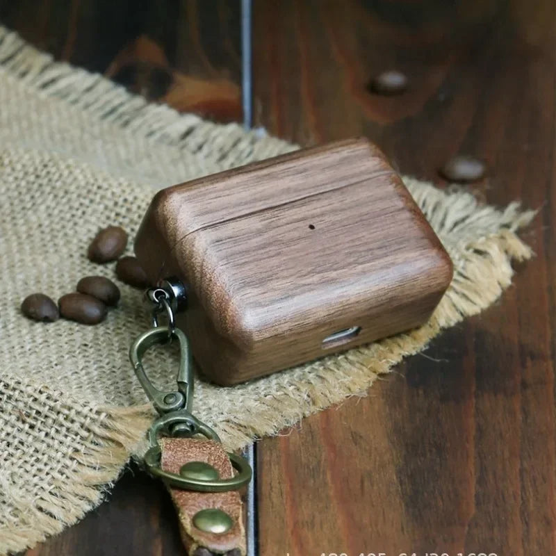 Wooden AirPods Case with Leather Strap
